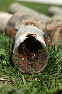 Clogged pipe with severe buildup
