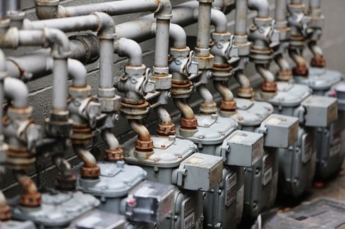 Row of gas connections